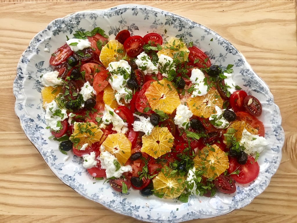 Anne Shooter's tomato, orange and mozzarella salad
