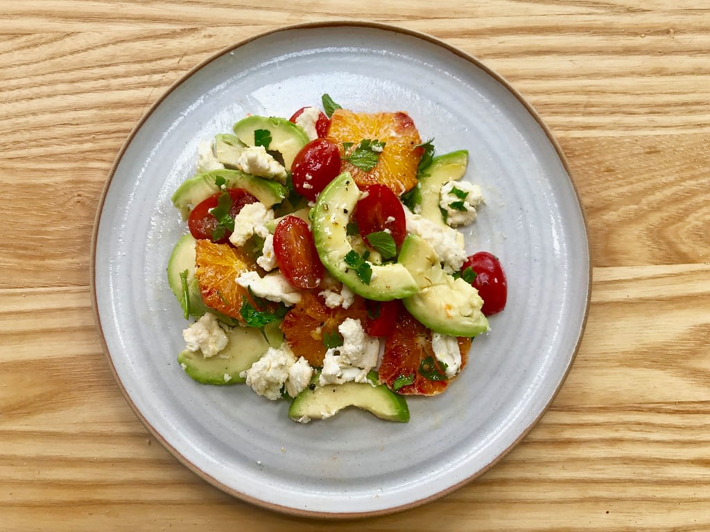 Avocado, orange and mozzarella salad
