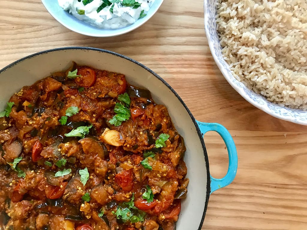 Meera Sodha's aubergine and cherry tomato curry 