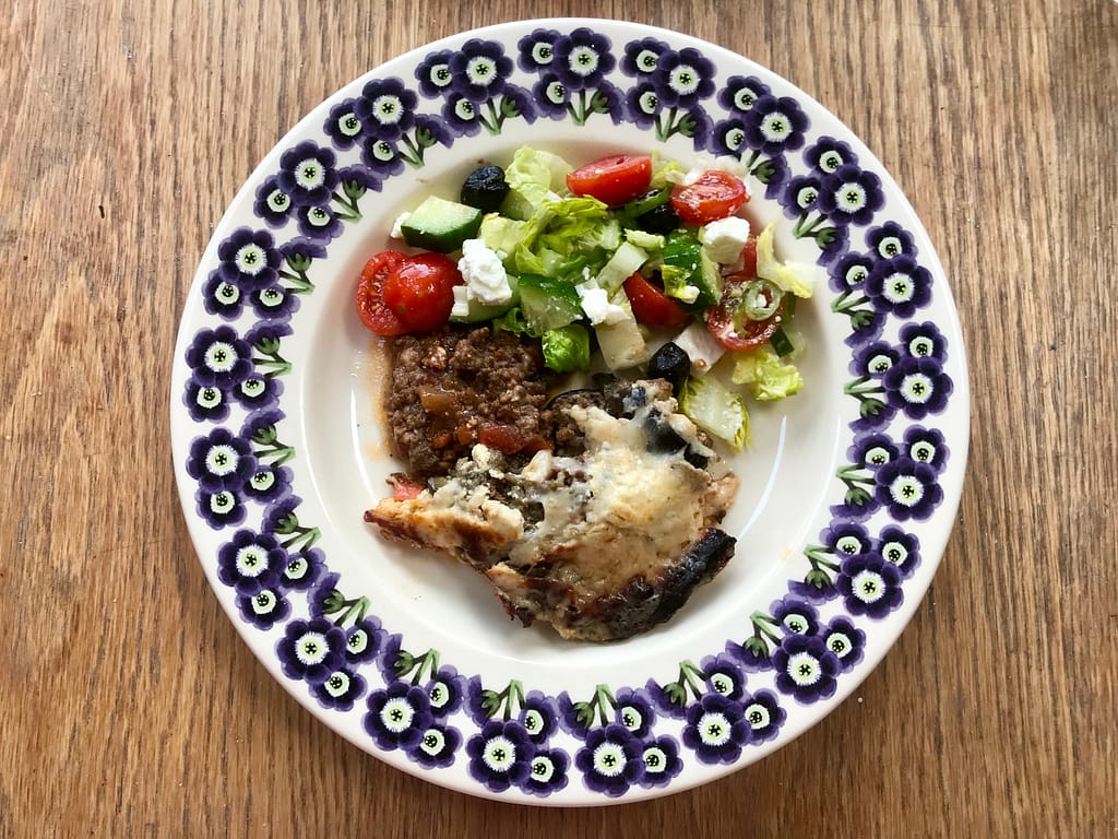 Moussaka and Greek salad