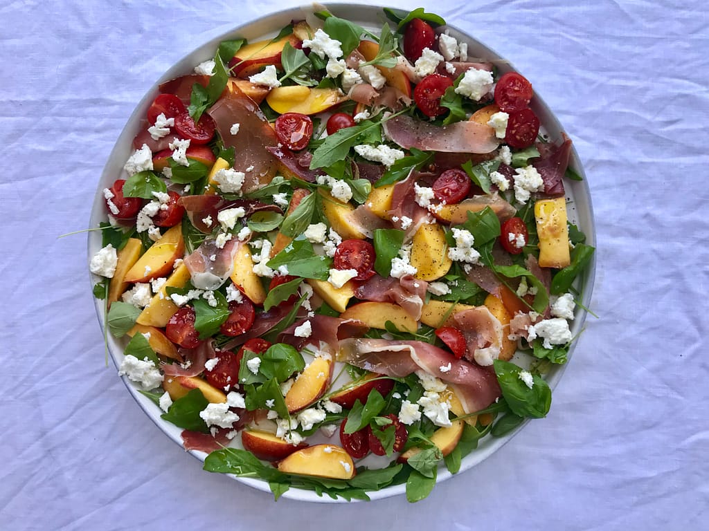 Prosciutto, nectarine, feta and rocket salad
