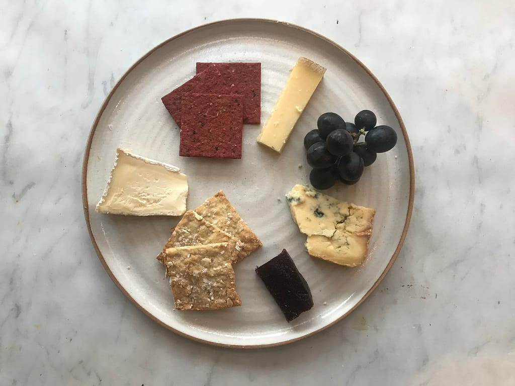 Plate of cheese and crackers