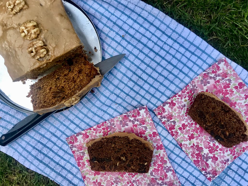 Sticky toffee loaf cake with fudge icing