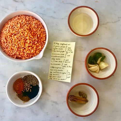 Ingredients for making dhal