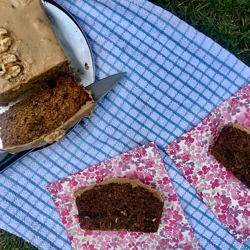 Sticky toffee loaf cake with fudge icing